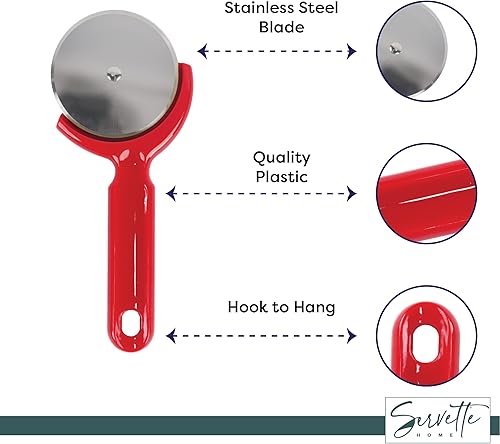 Miniatura 4 de Cortador de pizza de acero inoxidable - Cortador de pizza de 7.75 pulgadas para pizzas, bolsillos y más - Rueda cortadora de pizza con mango de