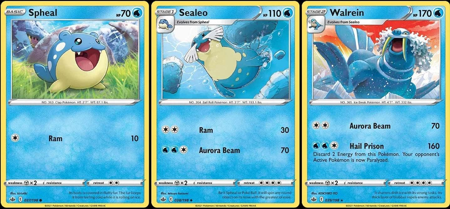 Walrein 039 198 Chilling Reign - Rare - Pokemon Card Lot - Spheal Sealeo