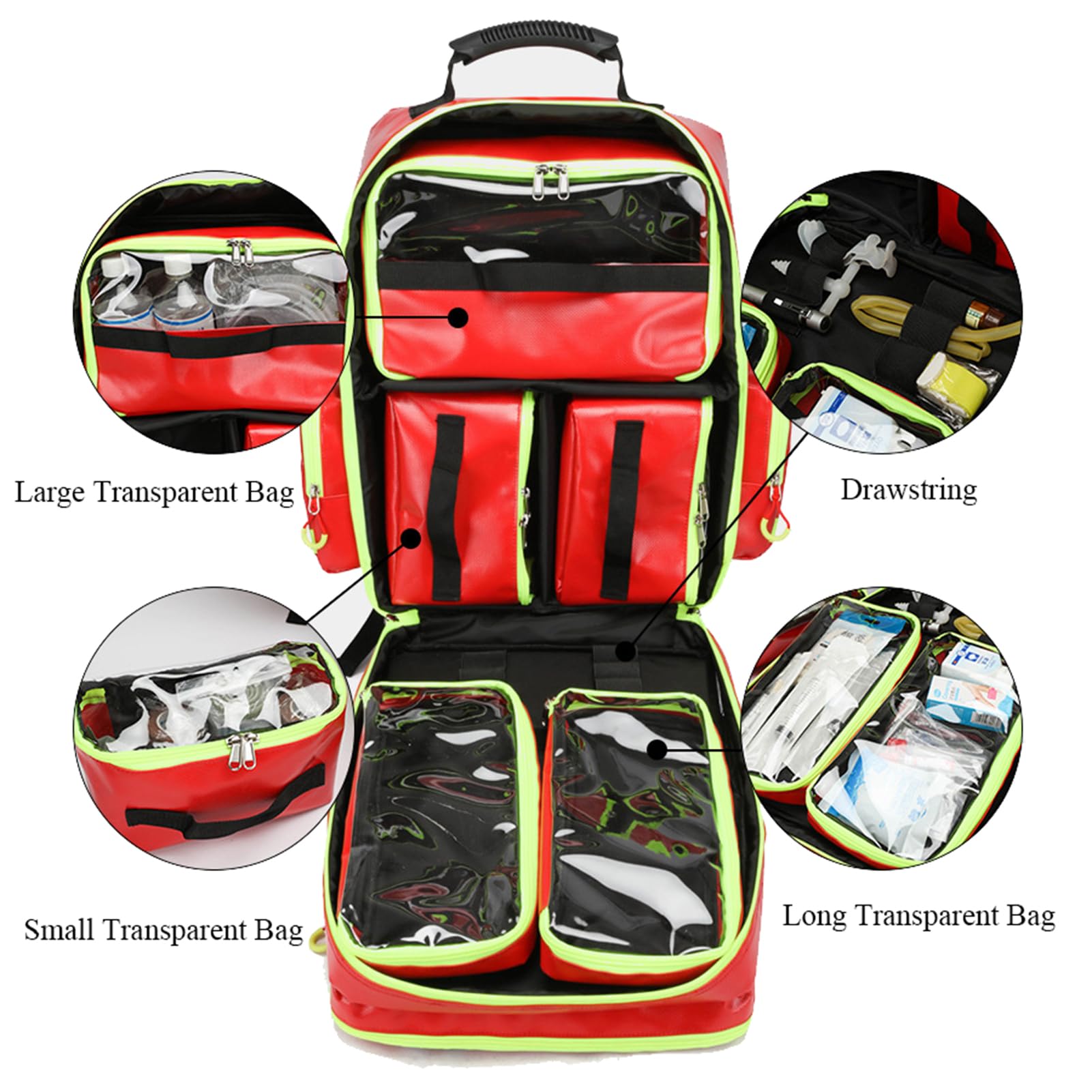 Bolsa de Primeros Auxilios para emergencias EMS, Mochila de Primeros Auxilios, Compartimentos múltiples, Mochila de Emergencia vacía para EMS, Camping, Senderismo, hogar, excursiones
