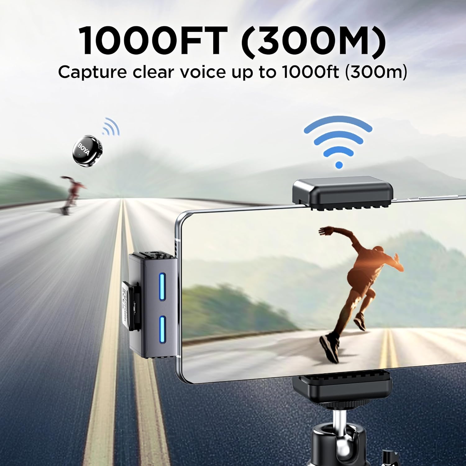 BOYA BOYALINK 3 Mini Microphone for Camera/iPhone/Android, Wireless Lavalier Microphone with AI Noise Reduction Lapel Mic, 30H Duration 300m Transmission Range for Vlog, TikTok