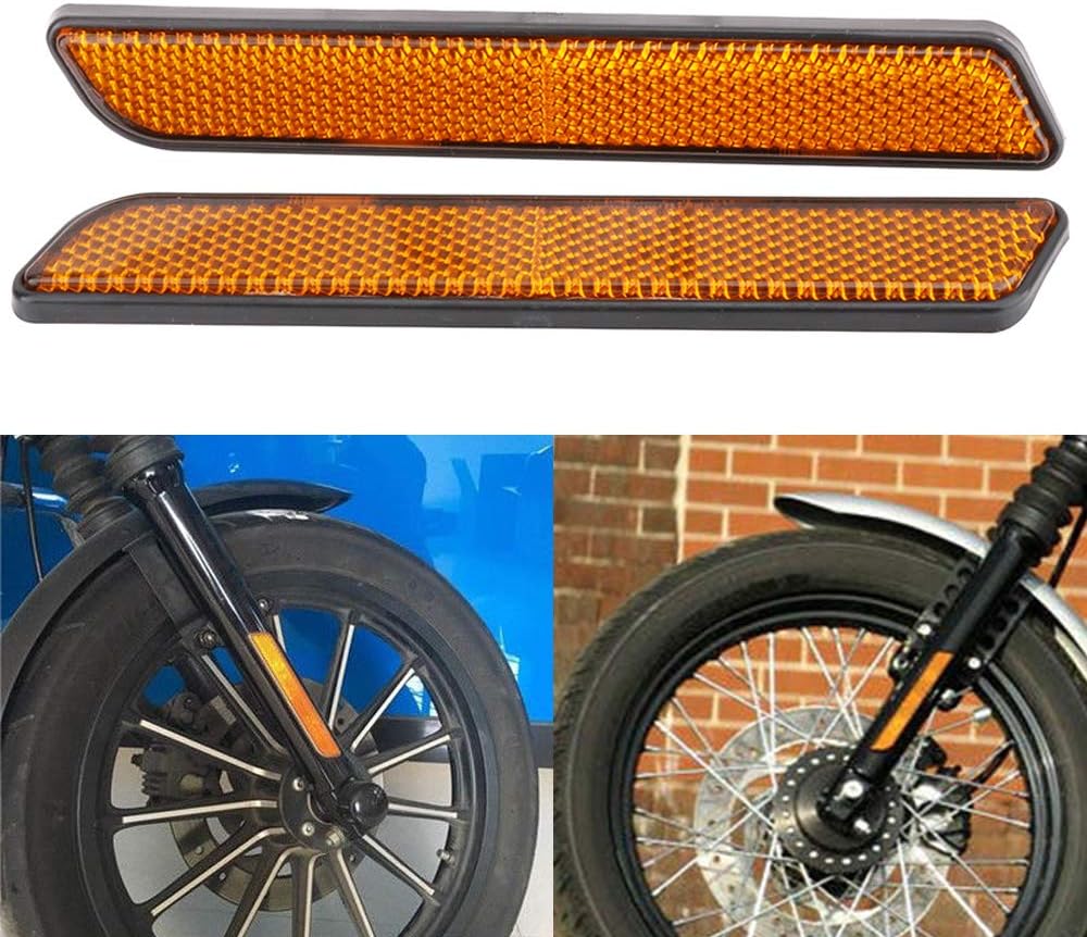 AnXin Motorcycle Side Reflector 2pc Front For Lower Leg Sliders Dyna Softail Sportster FXD