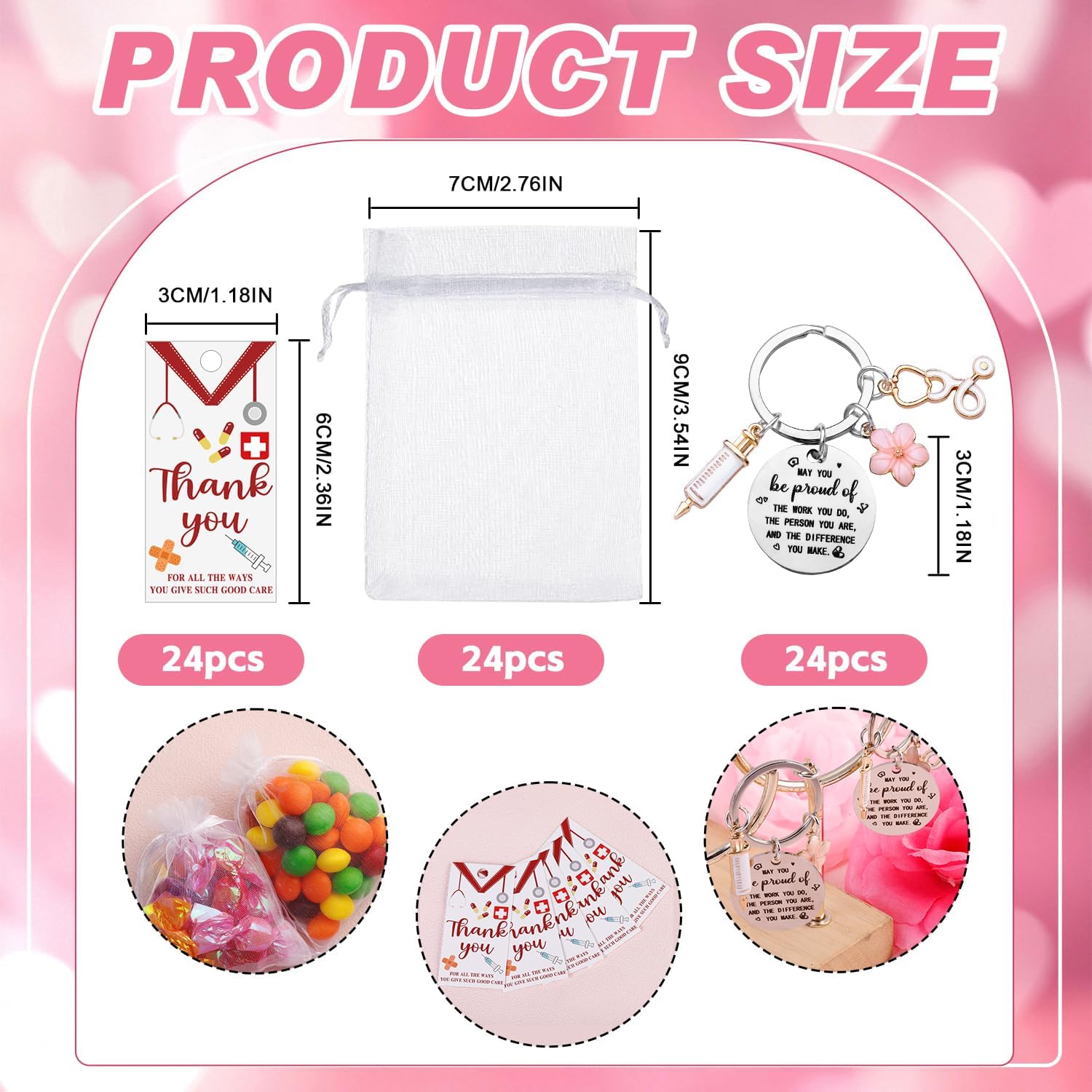 36/72 Pcs Nurse Gifts Bulk Nurse Keychain for Nursing Medical Assistant Appreciation Thank You Gifts - Image 2