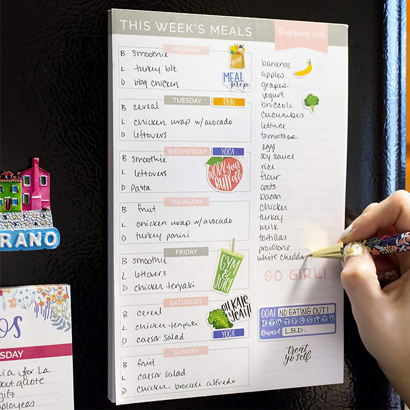 Planificateur Repas A5 Daily Planner 50 Pages Liste de Courses Bloc Semainier Déchirable Cuisine Suivi Eau