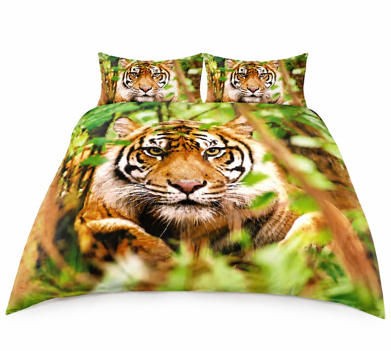 Tiger Print Duvet Cover Set 3D Animal Bedding Set (Tiger Multi, Single)