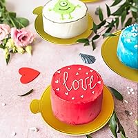 Vista 6 de Mini tablas para pastel, tablas para pastel doradas 100 piezas, base para pastel de grado alimenticio, base circular dorada de 8,1 cm, redonda