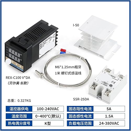 Miniatura 14 de Rex-C100 Digital Pid Temperature Controller 0~400℃ 220v K Type Thermocouple SSR Solid State Relay 25a 40a 60a Heatsink White 25da 4pcs Shor,25da