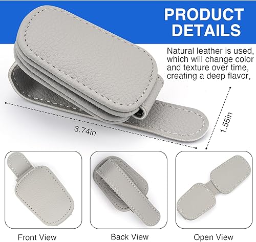 Miniatura 2 de wenvastree Soporte magnético de cuero para lentes de sol para automóvil, clip para colgar lentes de sol, accesorios para mujer y hombre
