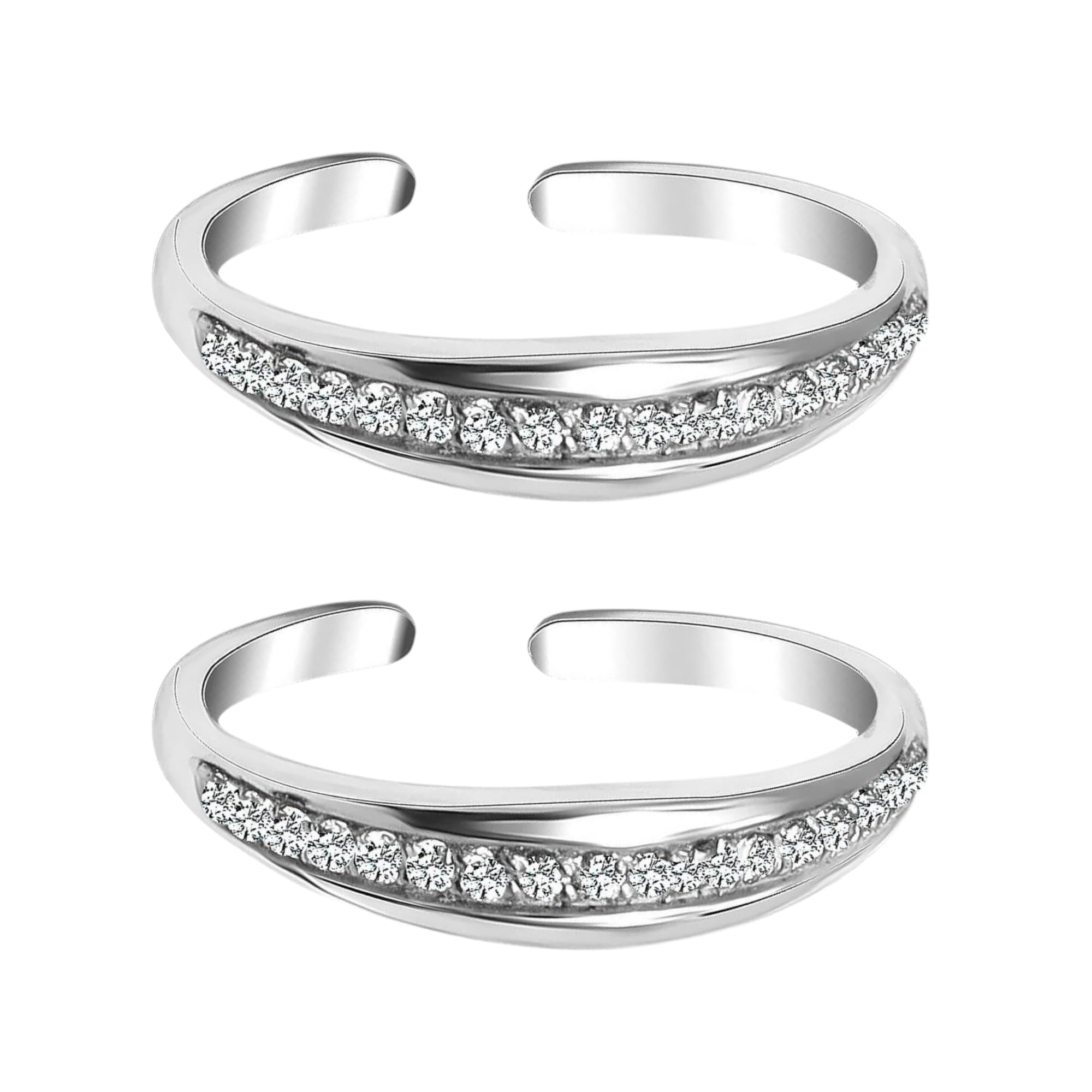 taraash 925 Sterling Silver CZ Toe Ring for Women | Adjustable Band with Heart Detailing | Elegant Silver Finish-picture-10