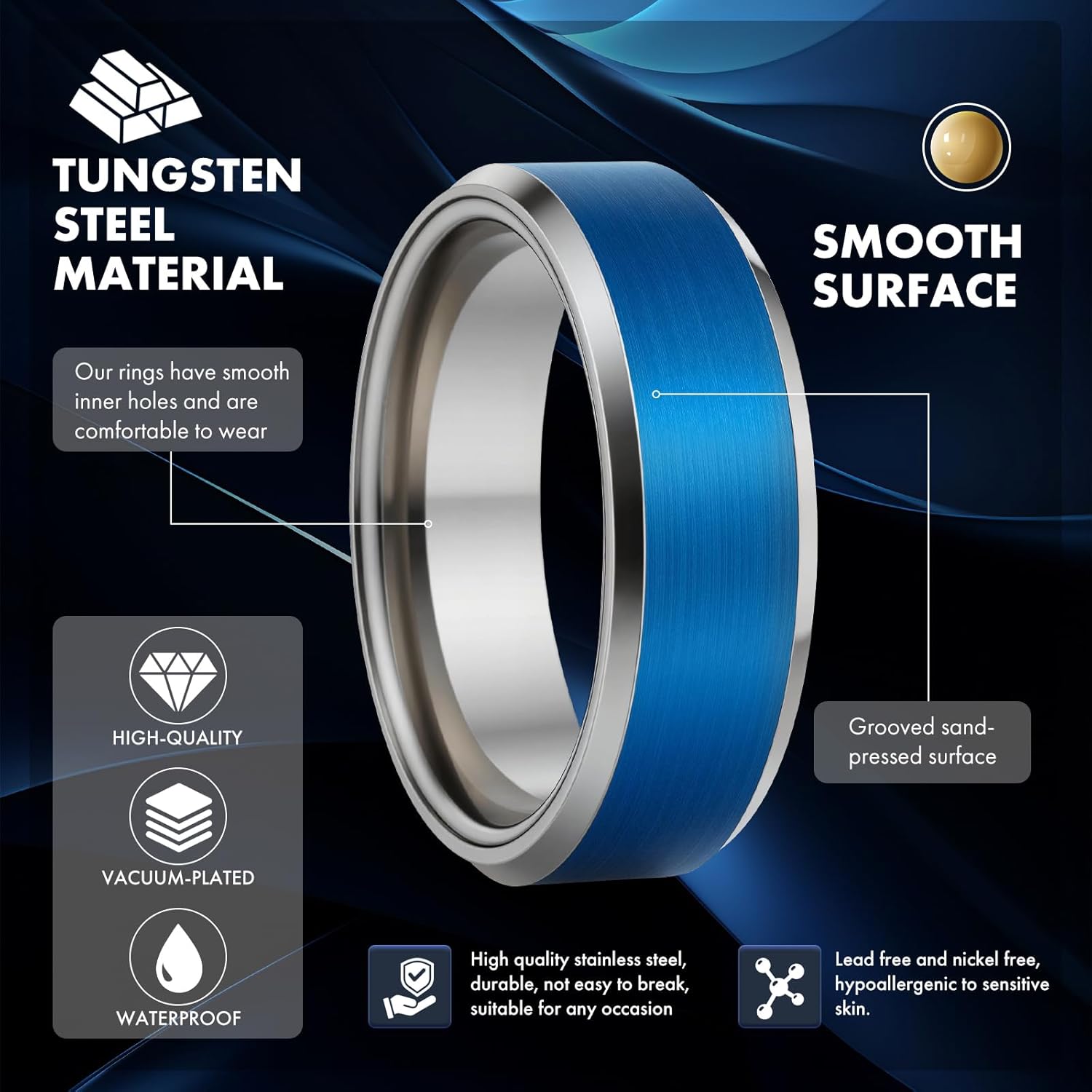 6mm 8mm Silver/14K Gold/Black Tungsten Carbide Men's Fashion Wedding Ring Suitable for Daily Wear Sizes 7 to 13 - Image 6