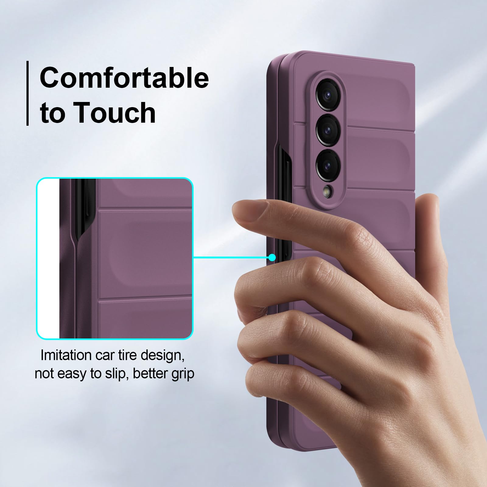 Case for Samsung Galaxy Z Fold 4, Hard PC Slim Fit Bumper Case, Anti-Scratch Shockproof Protective Phone Cover, Purple — view 6