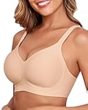 Women Wireless Seamless Bras Comfortable Bra Wirefree No Underwire Full Coverage Bras (Nude XL-P)