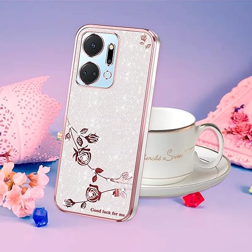 Miniatura 7 de Funda para Huawei Honor X7a con purpurina para mujeres y niñas, protector transparente a prueba de golpes para Honor X7a, funda de teléfono de lujo