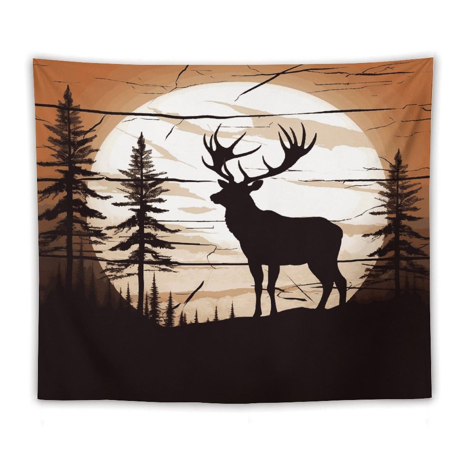 LDGSUPH Wild Elk Silhouette Tapestry Wall Hanging Decor Anti-fading Aesthetic Wall Tapestries Fashion Wall Blanket Decor Modern Wall Art Tapestry for Bedroom Home Decor 50"x60"