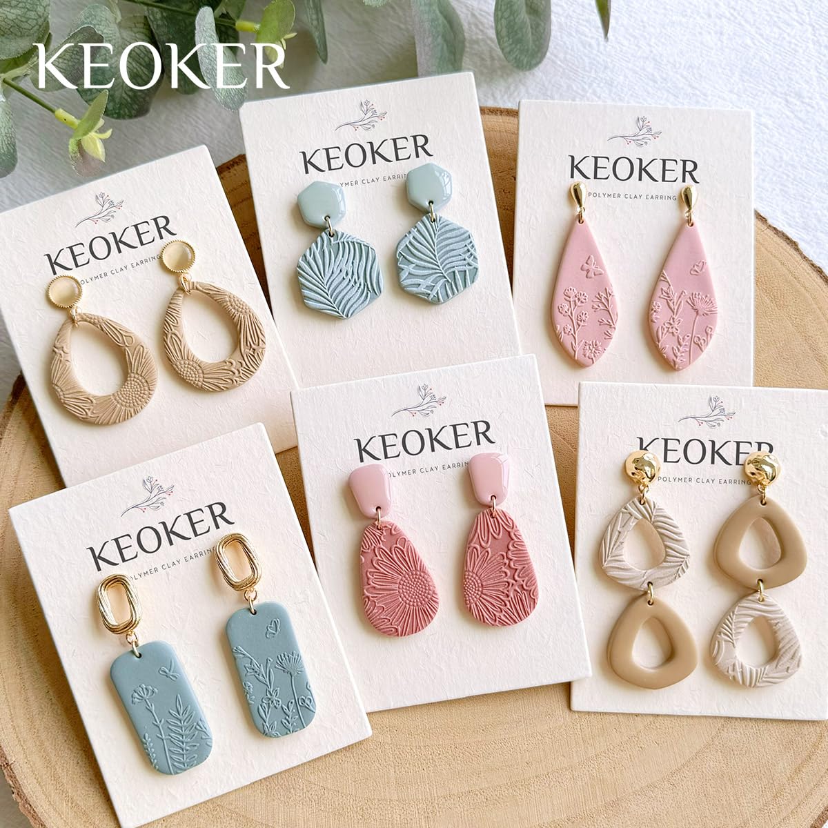 Keoker Fogli Texture Per Argilla Polimerica - Set Tappetini E Stencil Per Orecchini E Gioielli Fai Da Te - 3