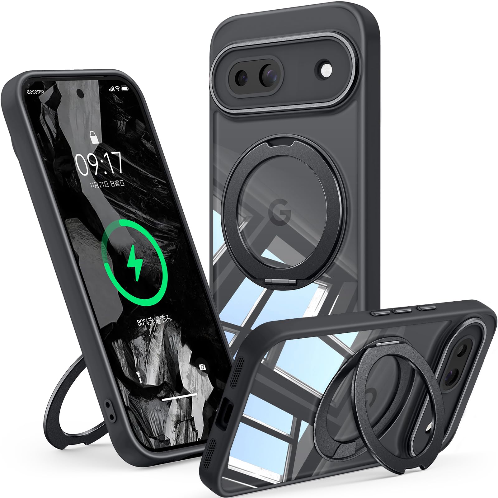 【360°回転スタンド・縦横両対応】FONKCASE Google Pixel…