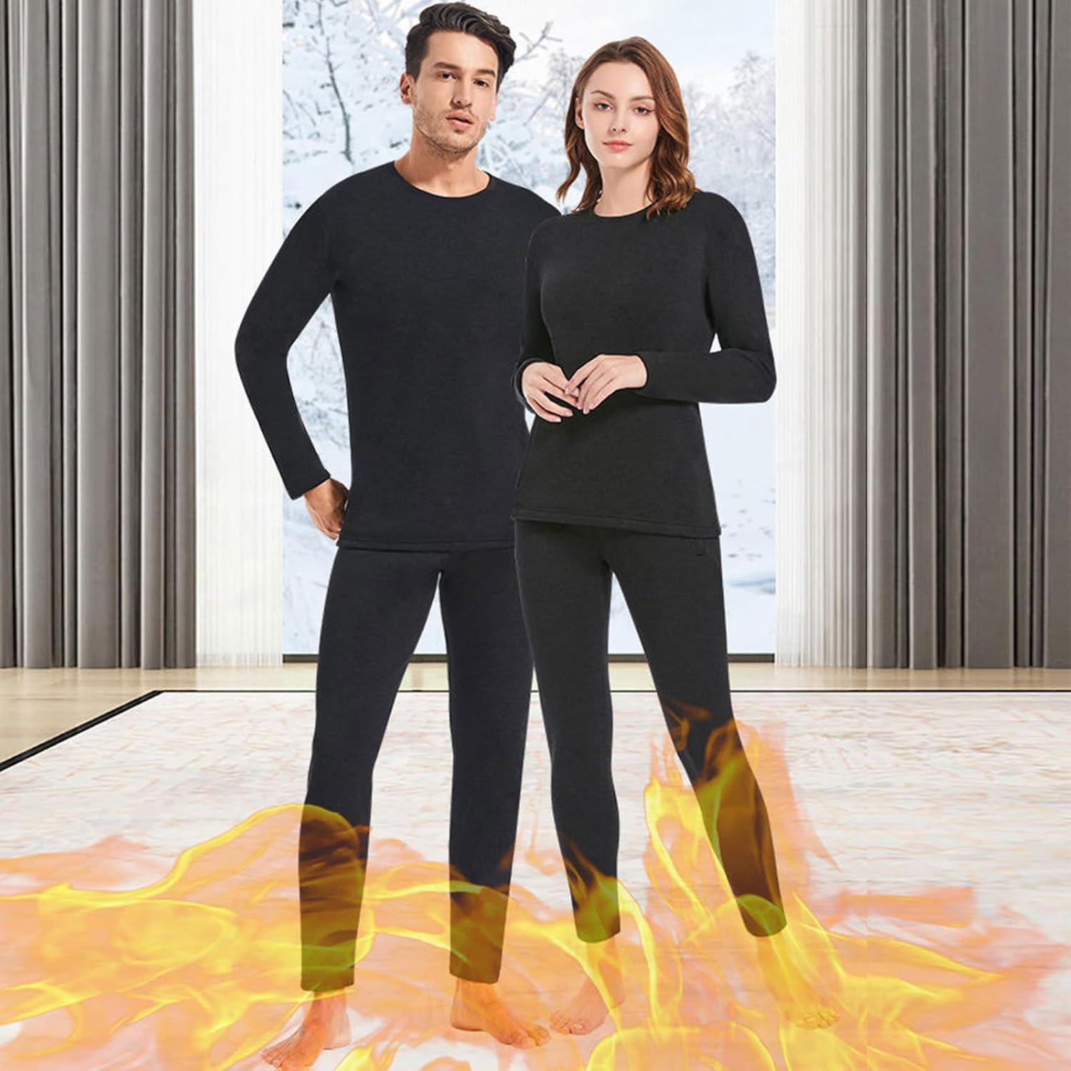 Heated Underwear Sets Women Men,Heating Electric USB Thermal Warm Trousers, 24 Zone Heating, for Motorcycle Outdoor Skiing