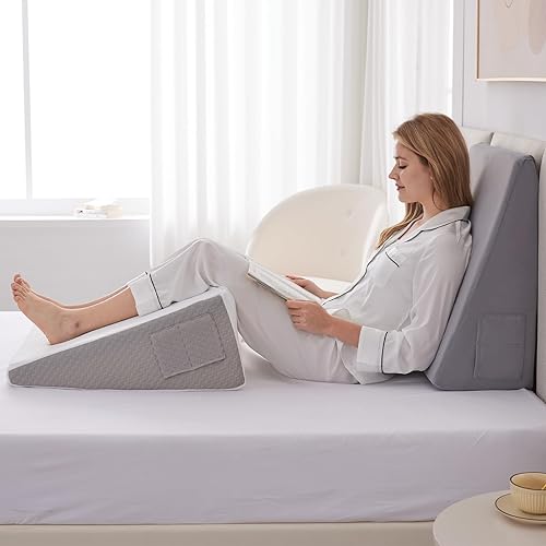Miniatura 6 de Almohada de cuña para dormir, almohada de cuña de cama de 10 pulgadas para cabecero, cuñas inclinadas triangulares para reflujo ácido, cuña de