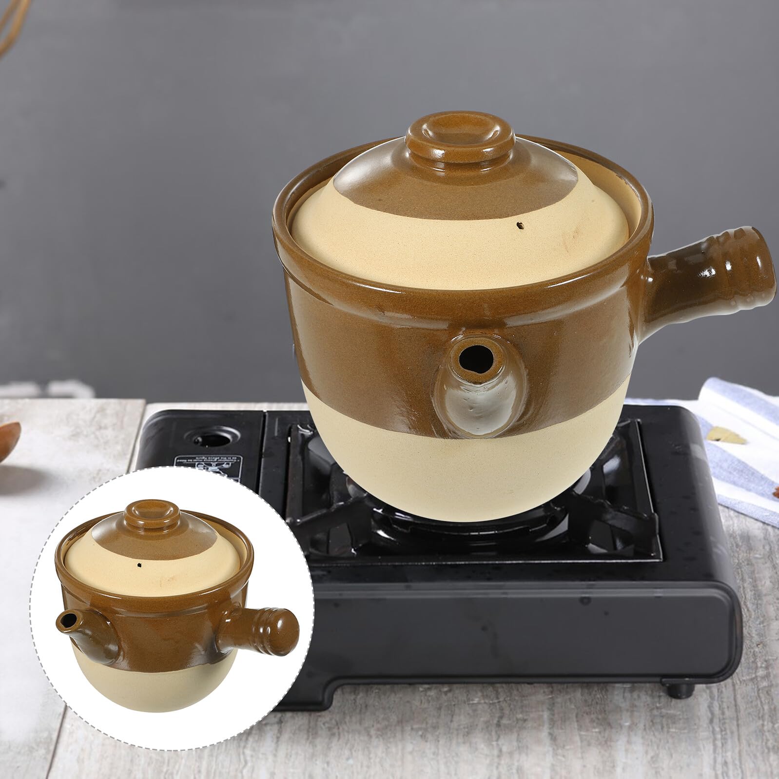 Olla de Cocina de Barro de Cerámica 2l para Hervir Medicina Tradicional Resistente a Alta Temperatura Adecuado para Preparar Sopas