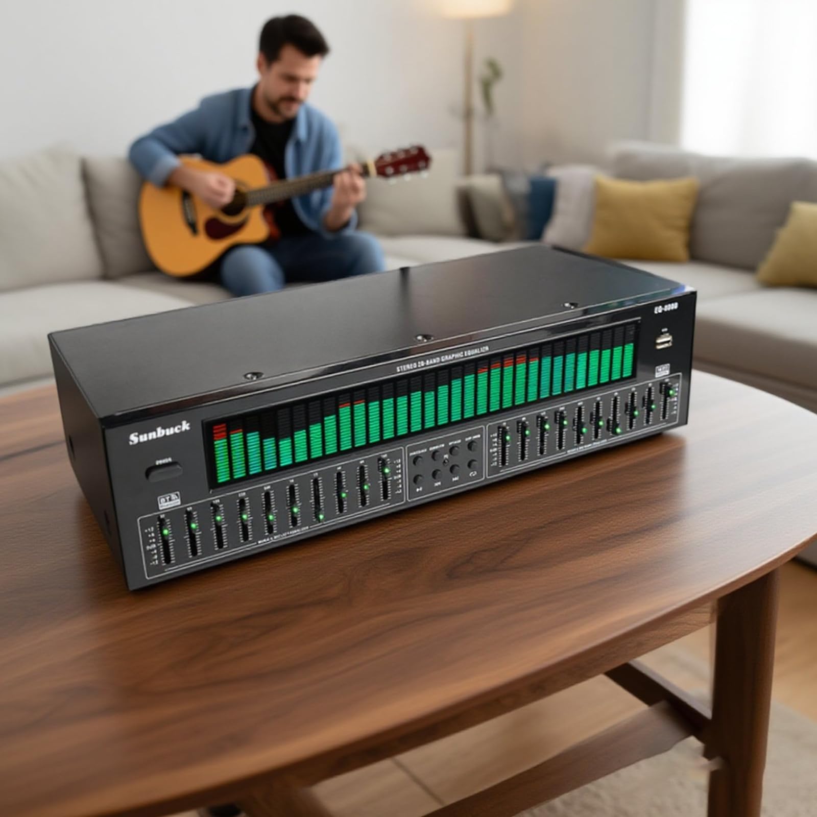 Ecualizador Profesional De Doble Canal, Ecualizador Gráfico De 31 Bandas, Decodificación De Audio Digital Óptico Coaxial Bluetooth 5.4, con Ajuste Independiente De Graves, Medios Y Agudos
