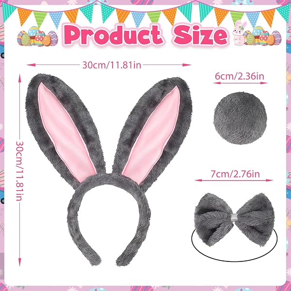 Cerchietto Orecchie Coniglio Peluche, Fascia Capelli Orecchie da Coniglio Peluche, Orecchie da Coniglietto Pasquale, Accessori per Costume da Coniglietto per Pasqua, Carnevale, Compleanno, Cosplay - 2