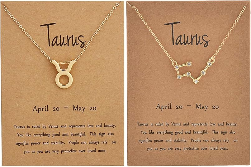 2Pcs Zodiac Necklace for Women 12 Constellation Necklace Zodiac Sign Horoscope Necklaces Zodiac Jewelry Gift