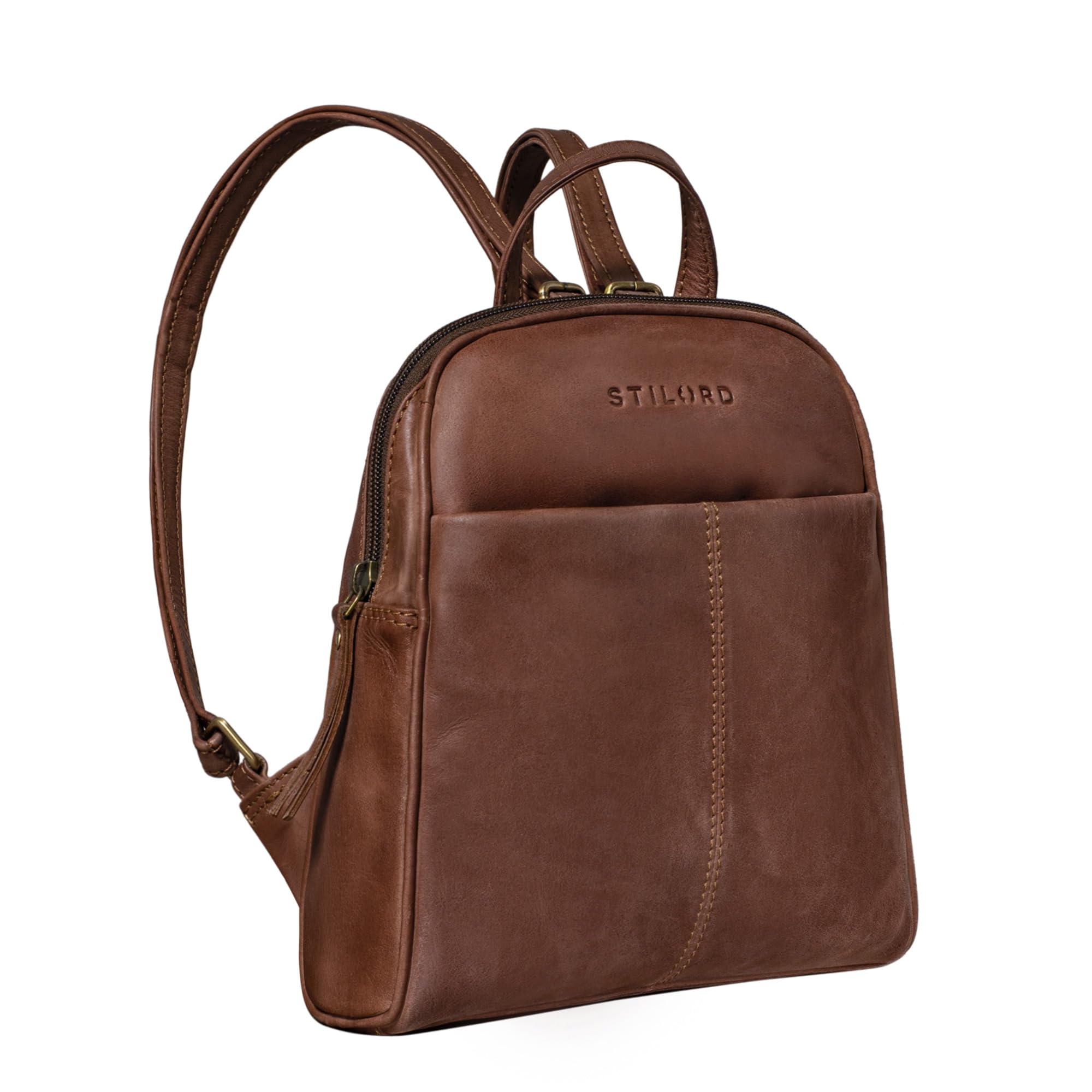 STILORD 'Ruby' Daypack Damen Lederrucksack – Vintage City Rucksack, Echtleder, Ca. 24x27 Cm