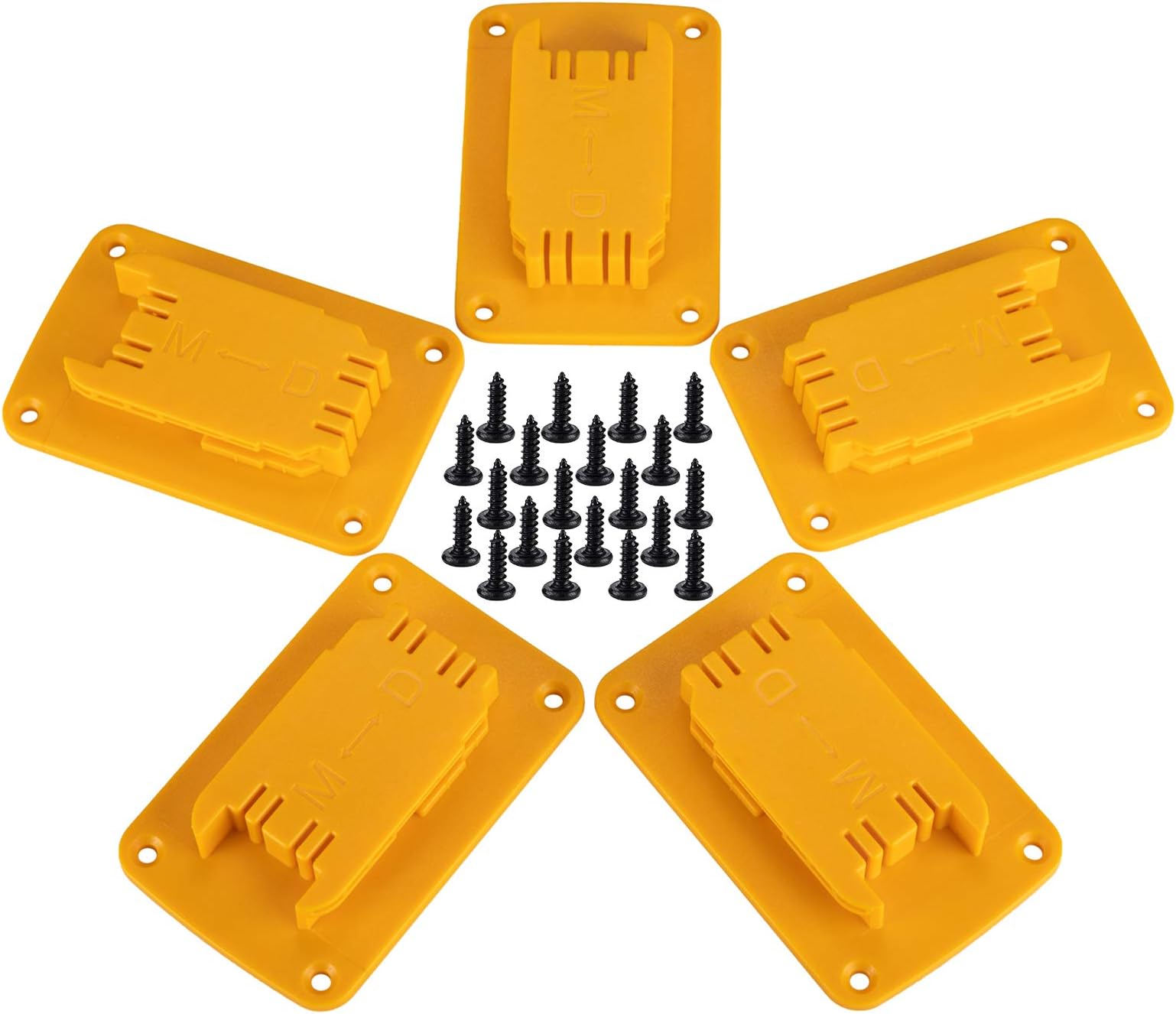 5 Packs Tool Holders Wall Mount Compatible for Dewalt 20V 12V Drill, Also Fit for 18v Tools, Hanger (Lot of 5,Yellow)