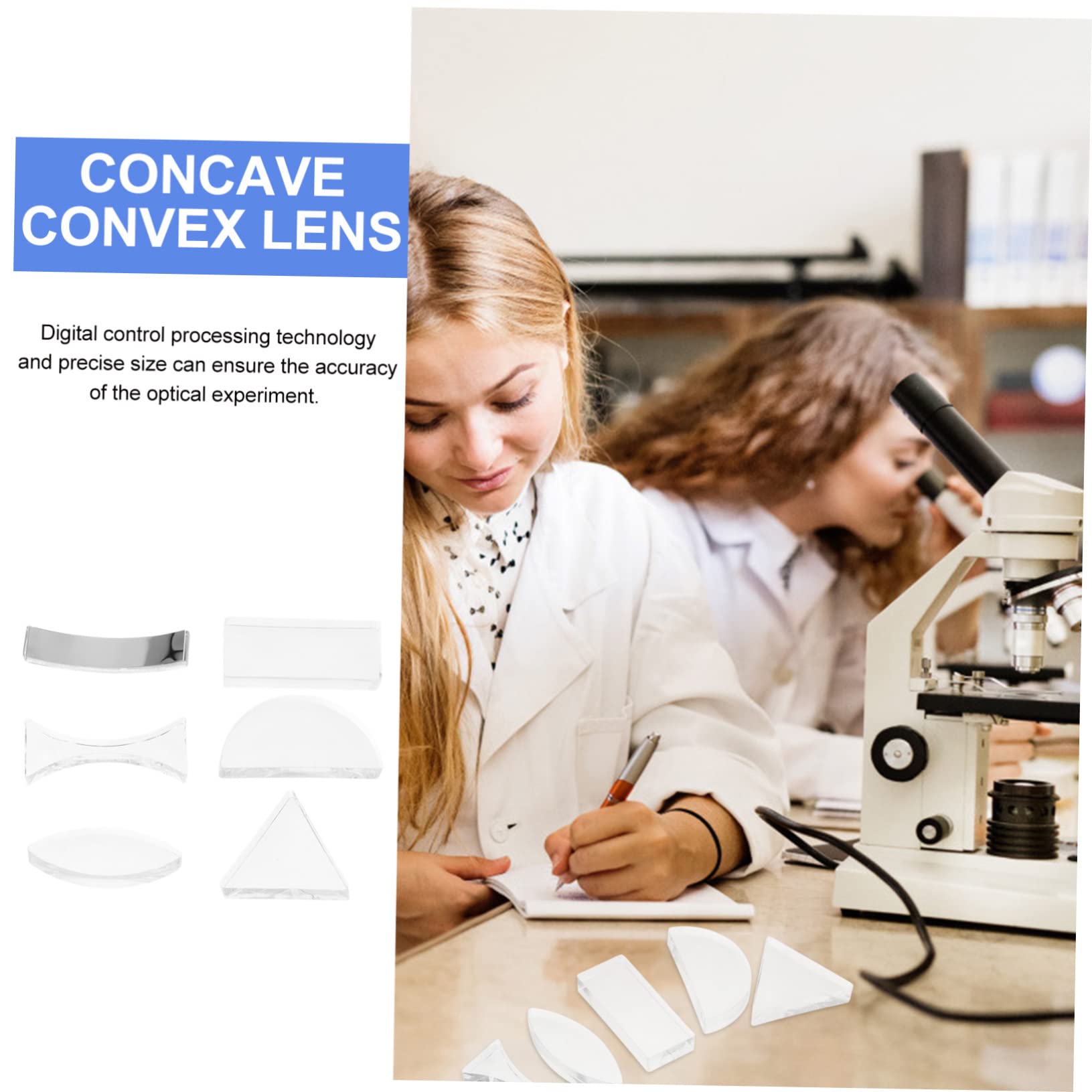 Homoyoyo Lentilles Optiques Transparents Pour Enseignement Physique Kit Portable Avec Lentilles Concaves Et Convexes Accessoires Précis Pour Laboratoire Scolaire