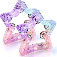 Vista 8 de Facmogu Paquete de 2 panderetas iluminadas con 10 jingles de metal, 3 modos LED intermitentes de pandereta musical, instrumento de percusión