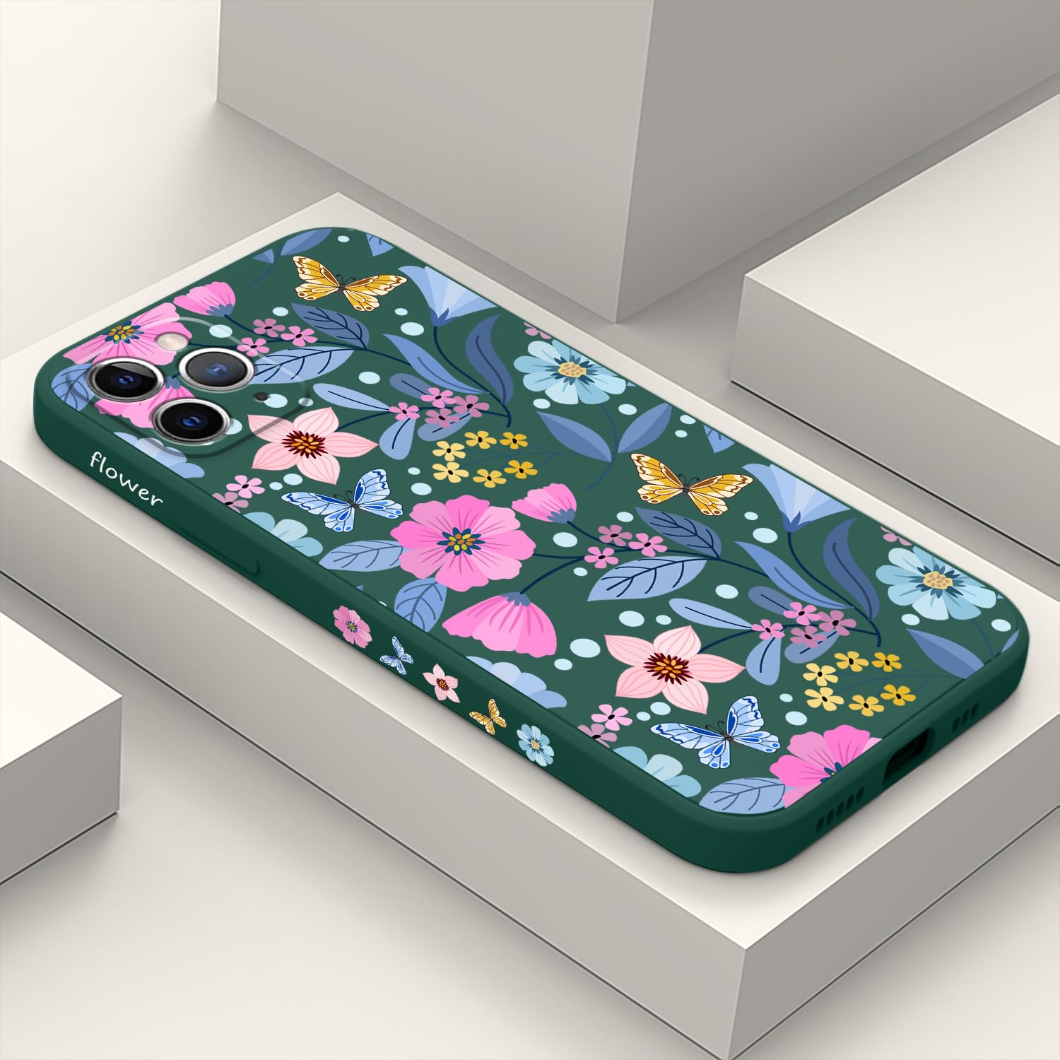 Coque iPhone 11 Pro silicone anti-rayures fine vert fleur - 8
