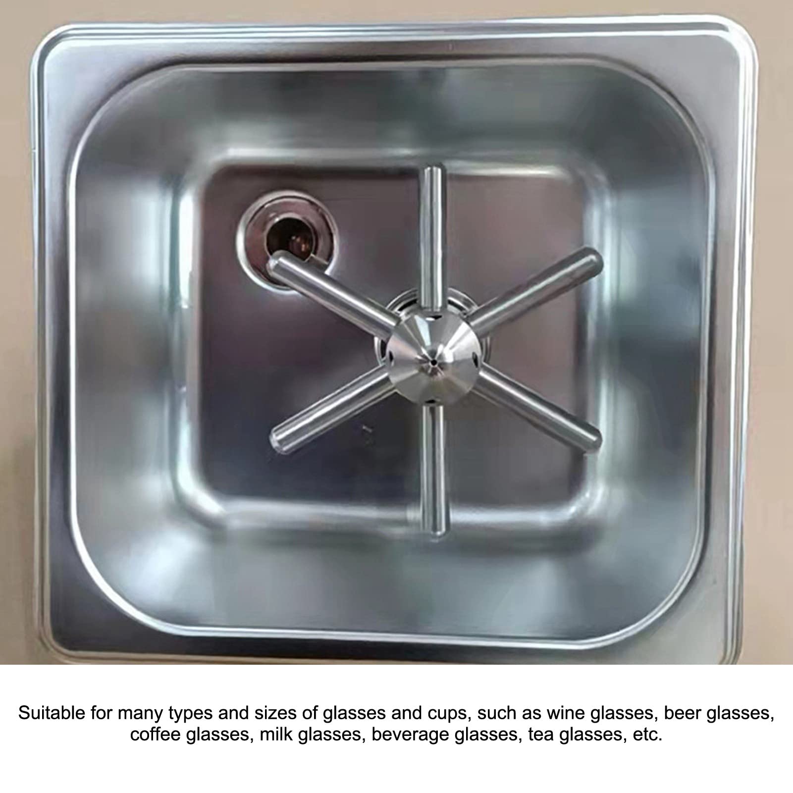EMUKOEP Grifo con Enjuague de Vidrio para Fregadero de Acero Inoxidable para Bar, Cafetería, Restaurante, Lavavasos de Vidrio que Ahorra Agua para Vino, Cerveza, café, 10x10,5 Cm