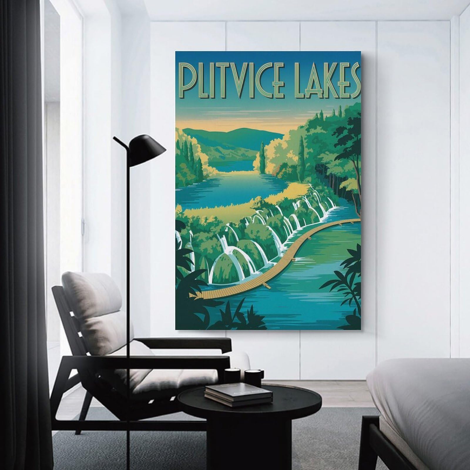 Junmoney Plitvice Lakes Travel (3) Canvas Wall Picture 12x18inch(30x45cm), for Study, Office Or Focused Interiors, Home Office Artwork with Decorative Appeal