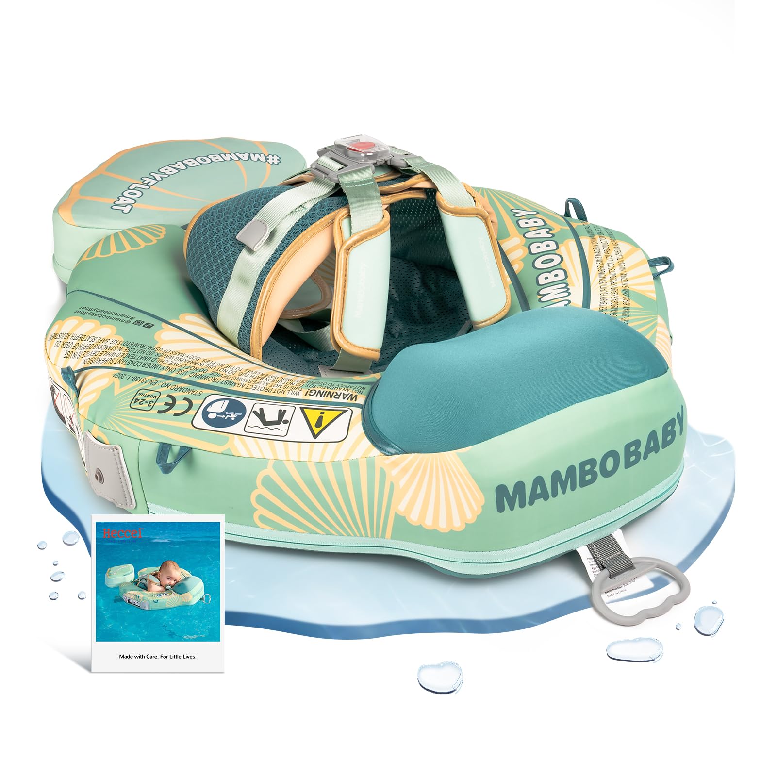 HECCEI Baby Float Add Tail Newest Baby Swim Float Mambobaby Non-Inflatable Waist Swim Ring for Toddlers 3-24 Months
