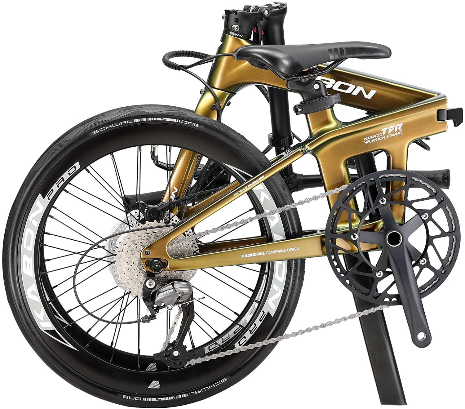 KABON Neues Upgrade Faltrad, 20 Zoll Carbon Fiber Rahmen mit Carbon Laufradsatz 9 Speed Mini City Bike Faltbares Fahrrad für Frauen Erwachsene Männer Ultra-Light