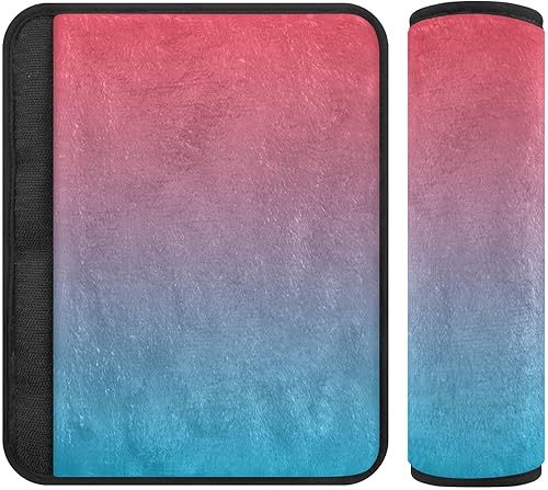 Fundas para cinturón de seguridad de automóvil con degradado rojo y azul, protector de hombro para cinturón de seguridad, lavable, paquete de 2