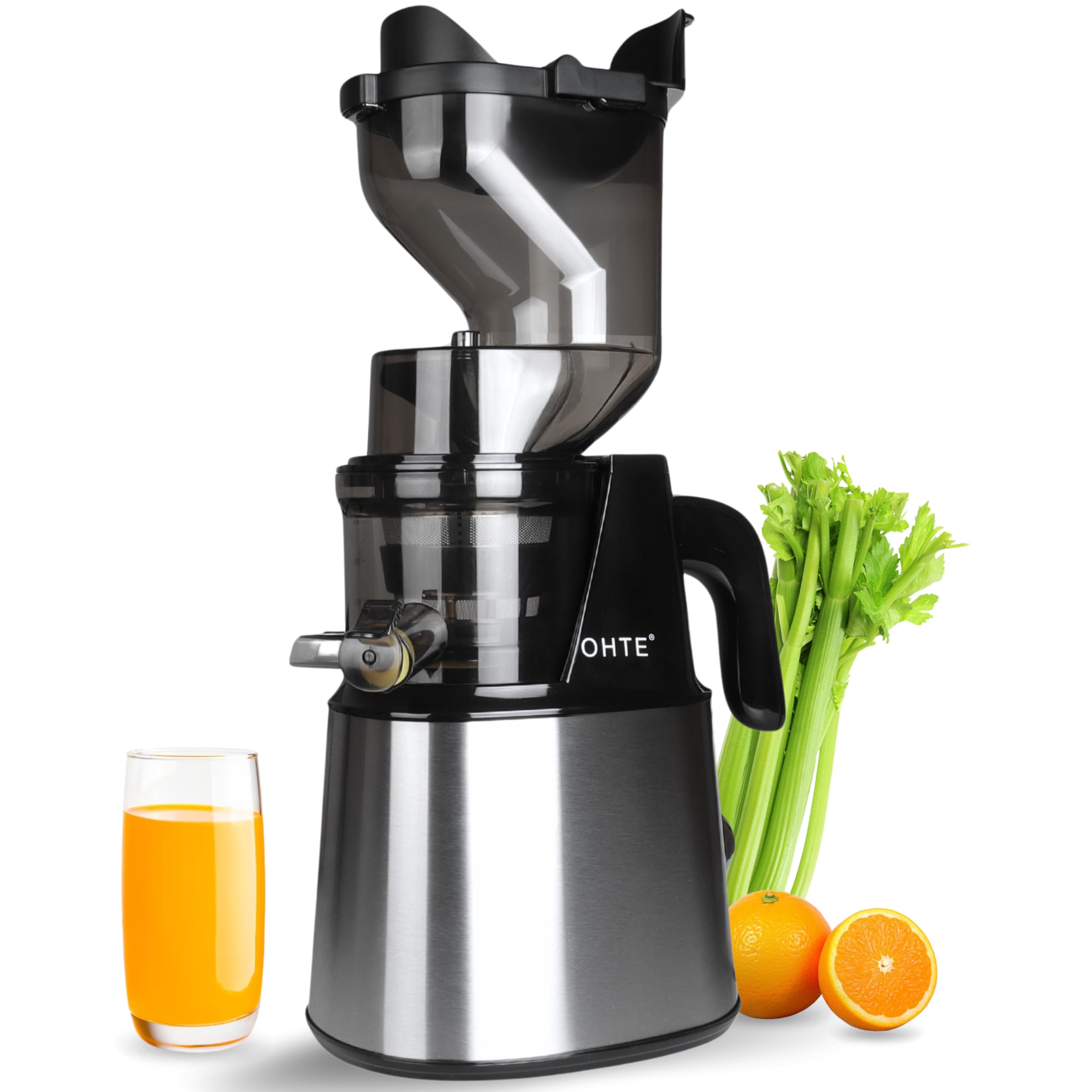 Cold Press Juicer OHTE 300W Stainless Steel 5.1" (130mm) Large Feed