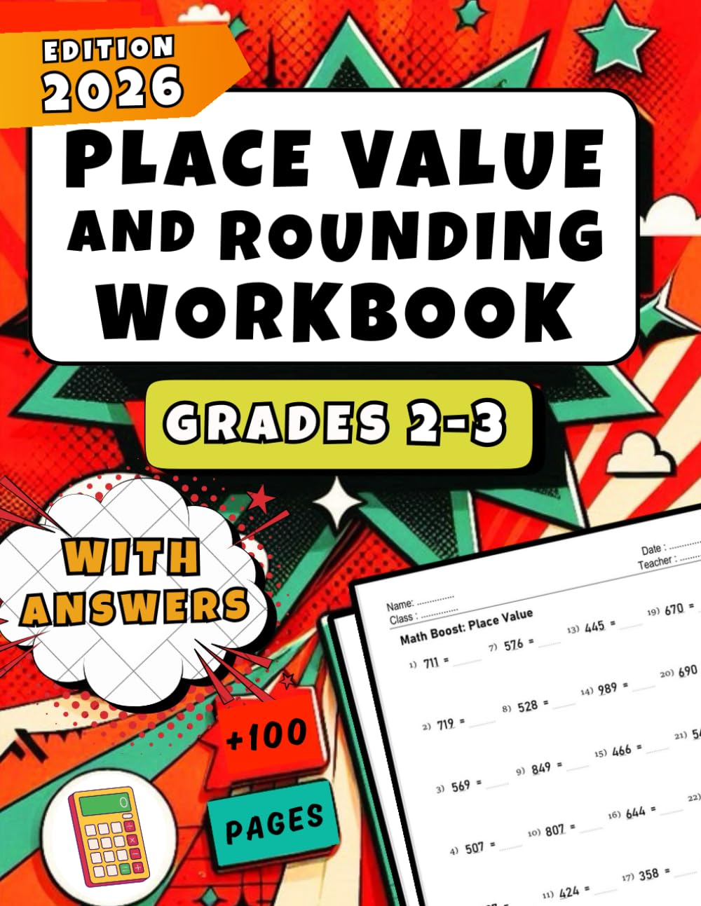 Place Value And Rounding Workbook for Grades 2-3: Practice With 3-Digit, 4-Digit, and 5-Digit Numbers | 1,500+ Math Exercises with Answers Key