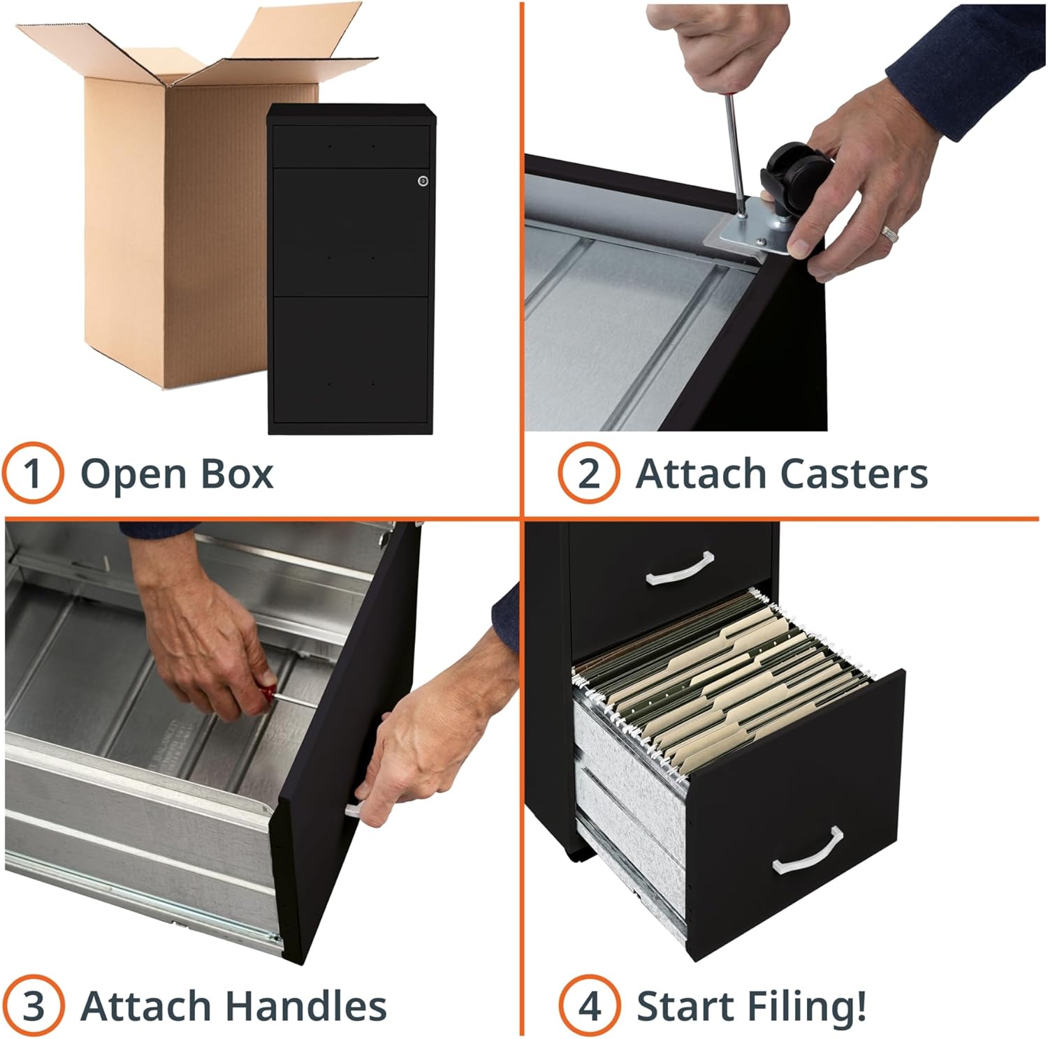 Lorell LYS SOHO Box/File/File 3-Drawer Mobile File Cabinet, Black - Image 10