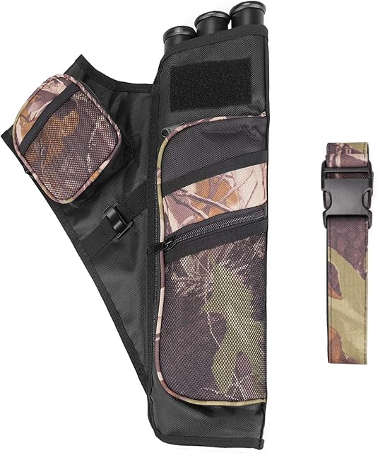 JETEDC Hip Quiver Training Archery Arrow Quiver Holder Waist Bow Bag Pouch, 3-Tubes