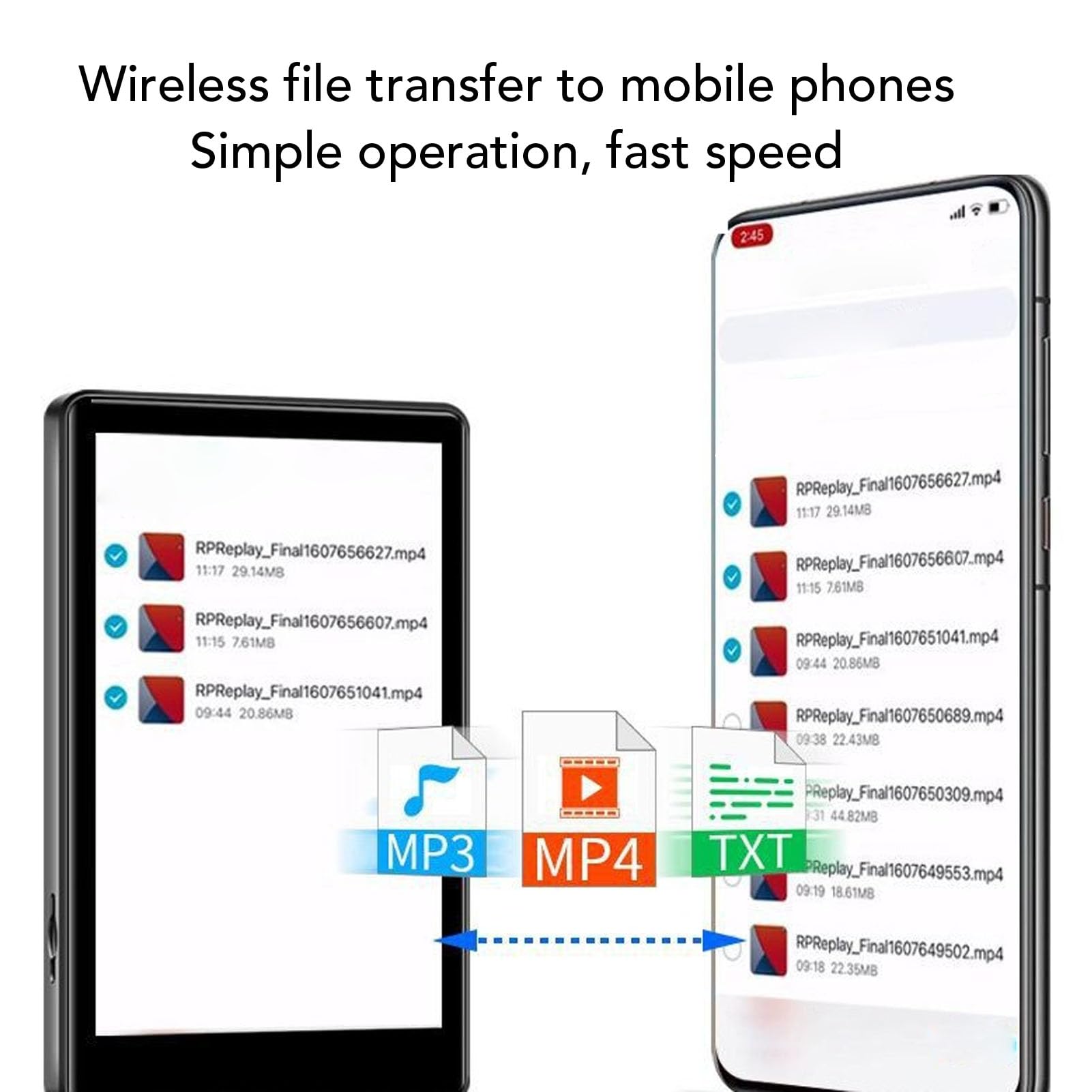 Garsent Reproductor de MP3 con Bluetooth y WiFi, 32 GB de Almacenamiento y Android, Pantalla Táctil de 4", Radio FM, Reproductor de MP3 MP4 para Niños con,