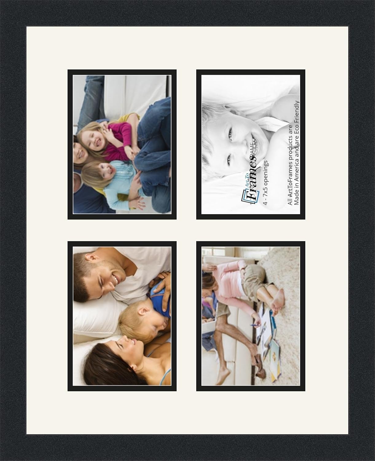 ArtToFrames Collage Photo Frame Double Mat with 4-5x7 Openings and Satin Black Frame