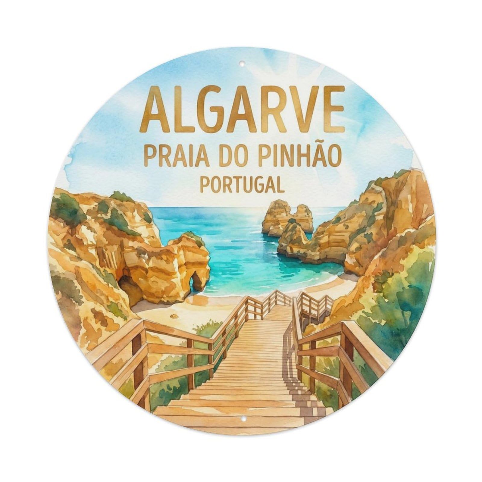 Olhnbad 08X08inch Style Classic Portugal Algarve Coast Coastal Travel Art Metal Tin Sign