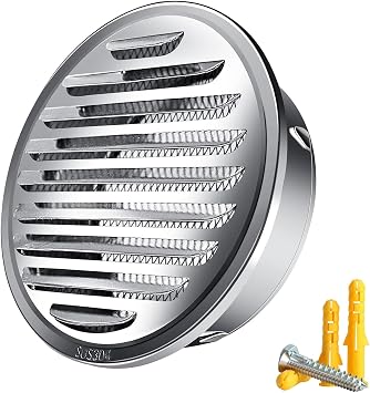 Durable Stainless Steel Air Vents, 45 Louvered Grille Cover Vent Hood Outdoor Flat Ducting Ventilation, Wall Air Outlet with Screen Mesh, for Indoor Exhaust, Easy to Install, Rainproofs