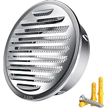 Durable Stainless Steel Air Vents, 45 Louvered Grille Cover Vent Hood Outdoor Flat Ducting Ventilation, Wall Air Outlet with Screen Mesh, for Indoor Exhaust, Easy to Install, Rainproofs