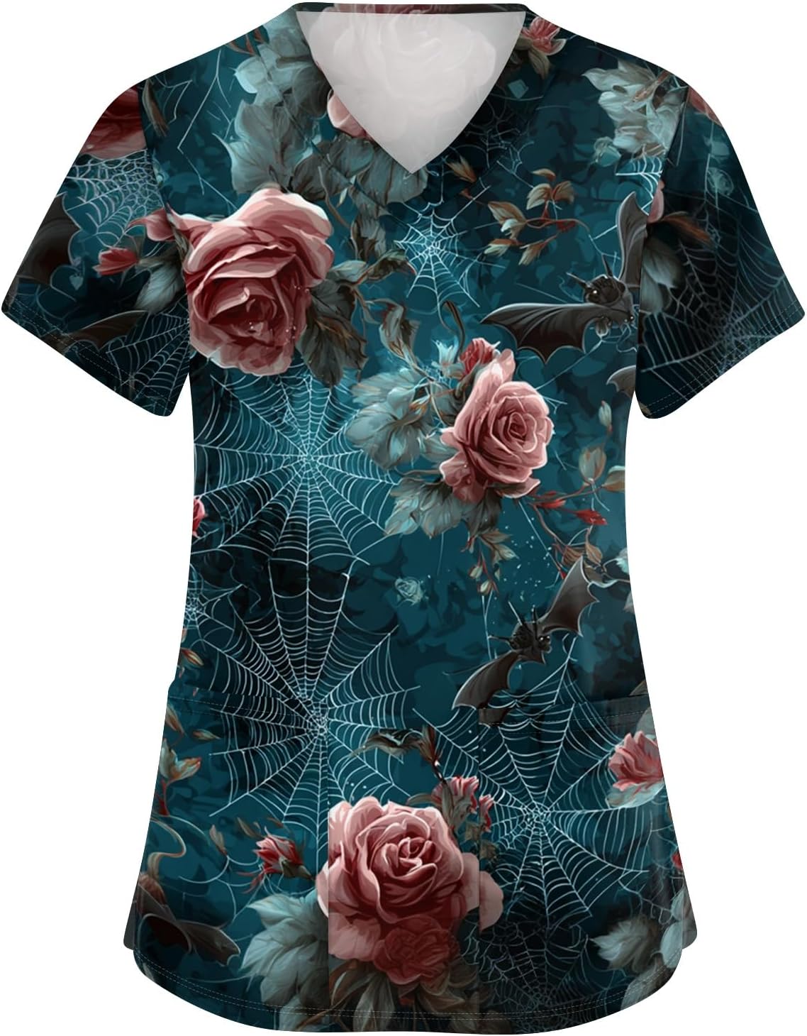 Women's Pumpkin Graphic Halloween Tops, Short Sleeve V-Neck Casual Fall Shirts with Pockets, S-5XL