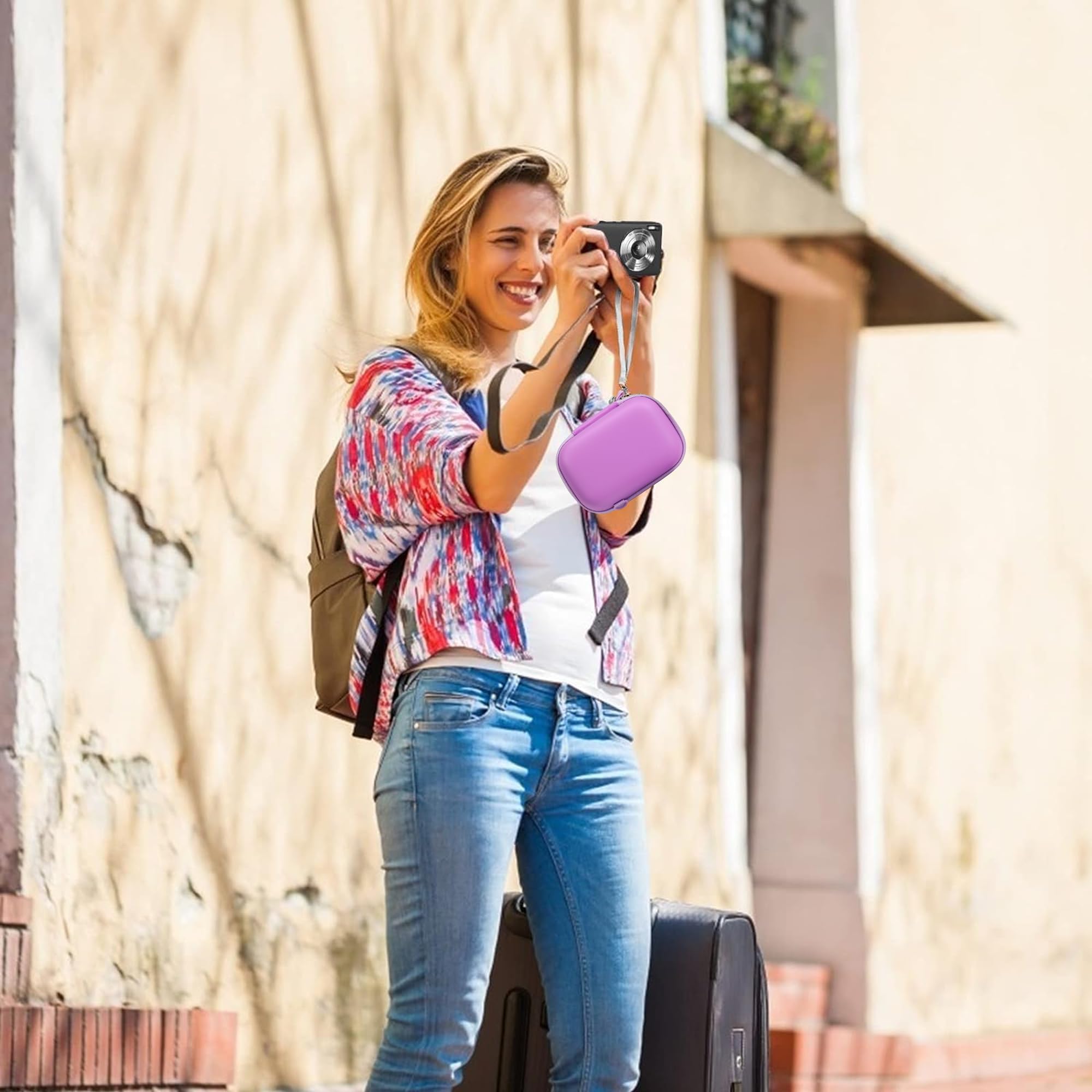 Leayjeen Macchina Fotografica Digitale Custodia, compatibile con ARNSSIEN/VAHOIALD/ZAZYZIA/Duluvulu/nezini, con Tracolla e Maniglia per il Trasporto (Solo Custodia) Viola