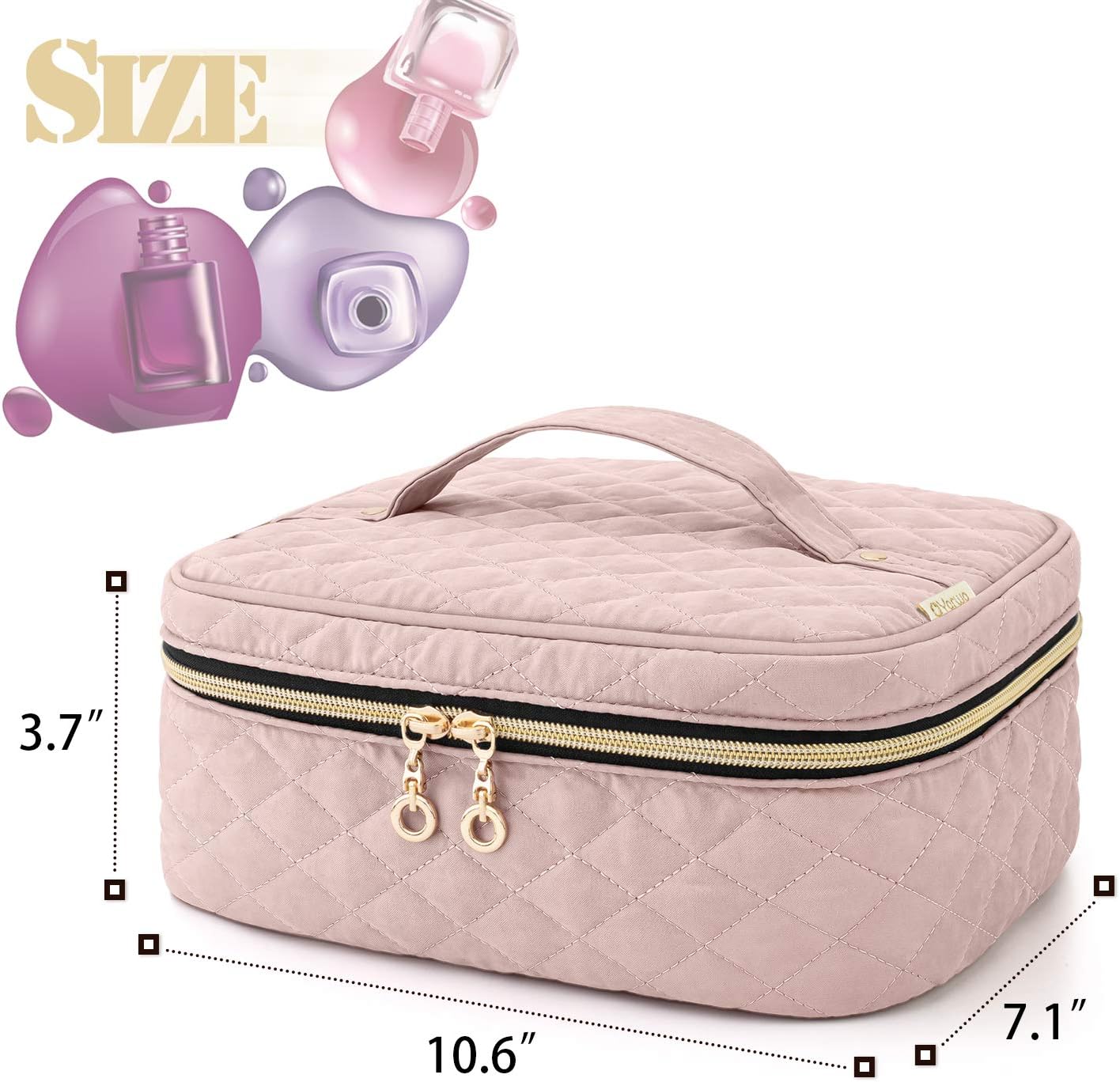 Yarwo Nail Polish Carrying Bag Holds 24 Bottles (15ml/0.5 fl.oz), Travel Storage Organizer for Nail Polish and Manicure Accessories, Dusty Rose (Bag Only)