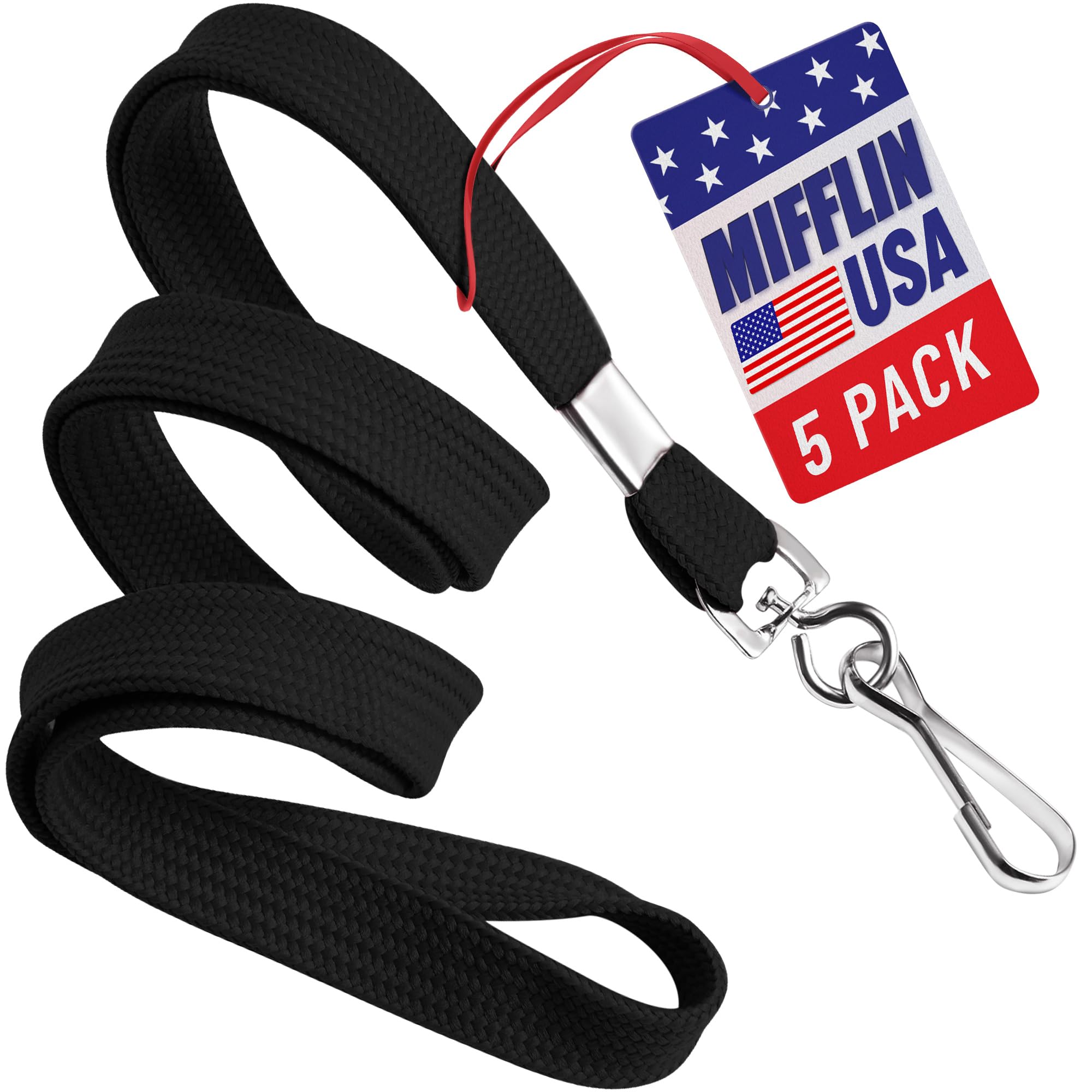 Amazon.com: Mifflin-USA Flat Lanyards for ID Badges (Black, 36