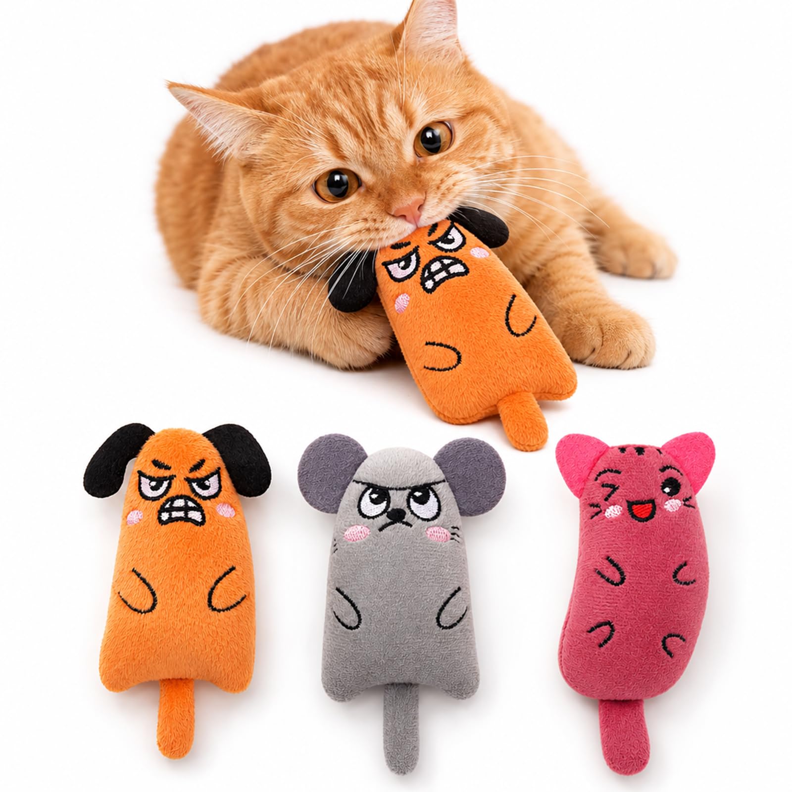 Cat Toys for Indoor Cats Kitten, Catnip Toys for Indoor Cats and Kittens, Catnip Toys for Dental Care and Anxiety Relief, Three-Piece Catnip Toy Set for Multi-Cat Households, Kitten Teething Toys for