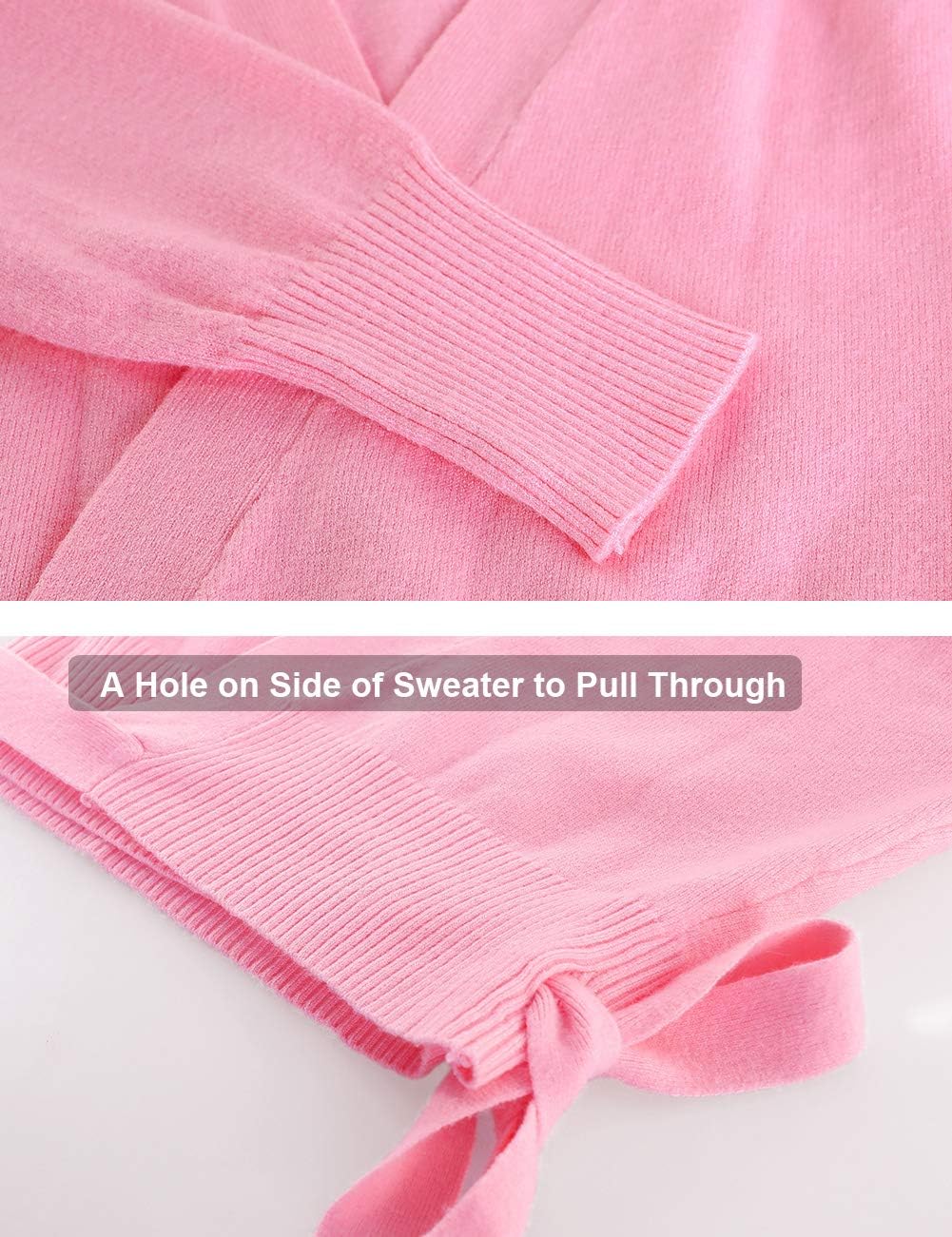 Daydance Women Wrap Dance Sweater Pink Soft Ballet Warm Up Jacket for Leotards - Image 4